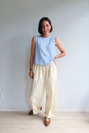 Falakka linnen top blauw