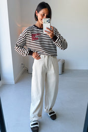 Striped wavy logo longsleeve
