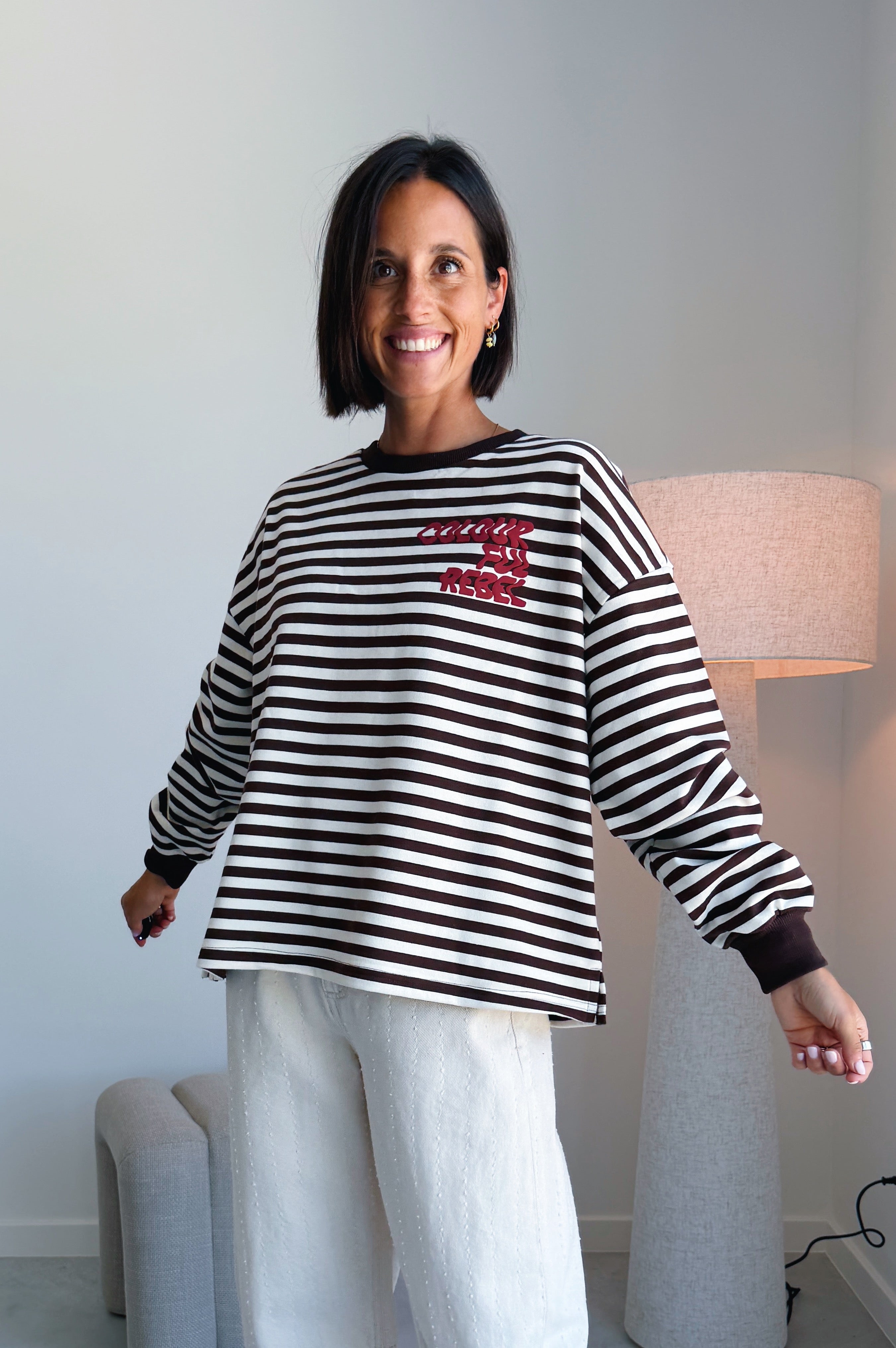 Striped wavy logo longsleeve