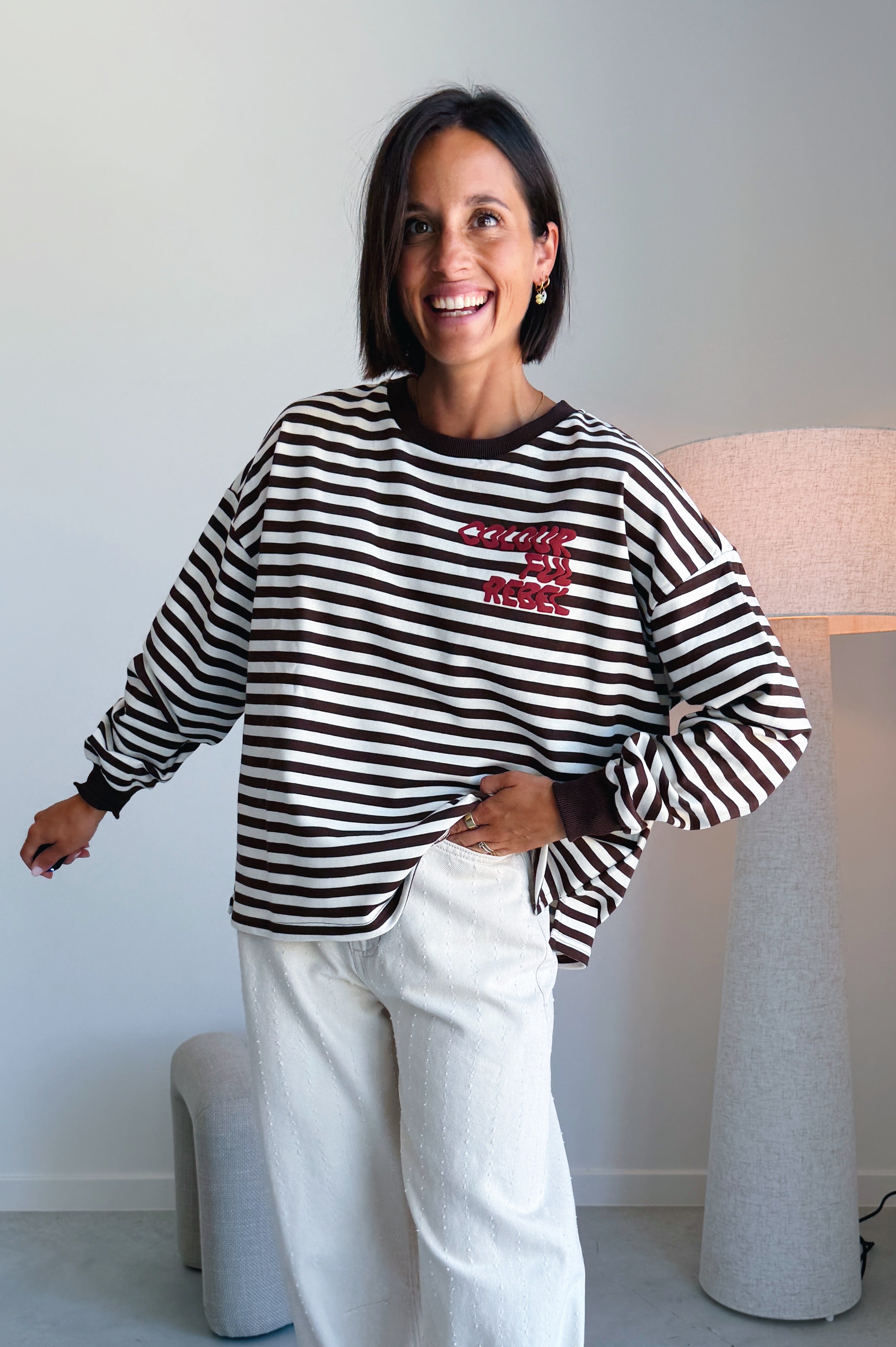 Striped wavy logo longsleeve