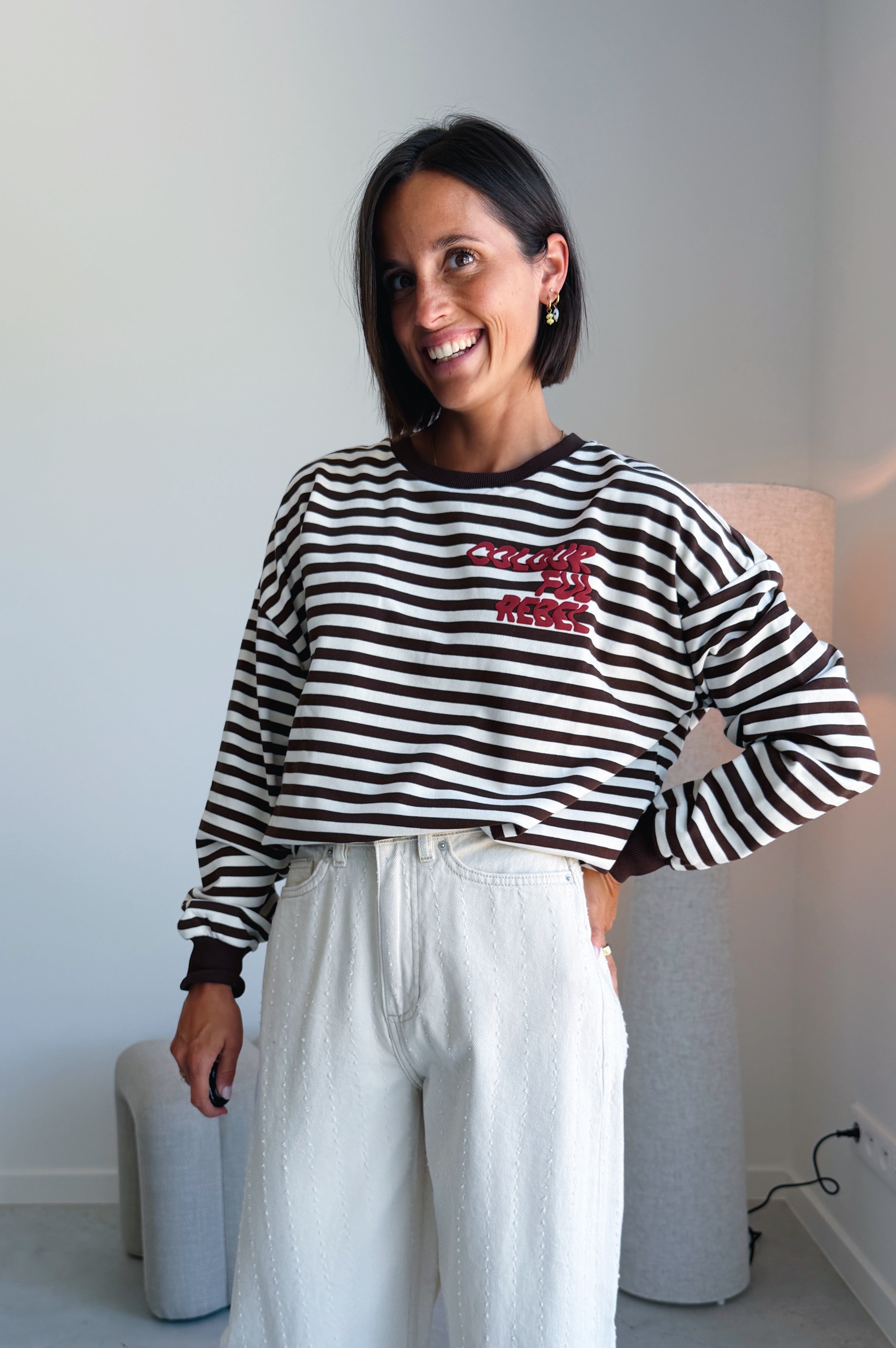 Striped wavy logo longsleeve
