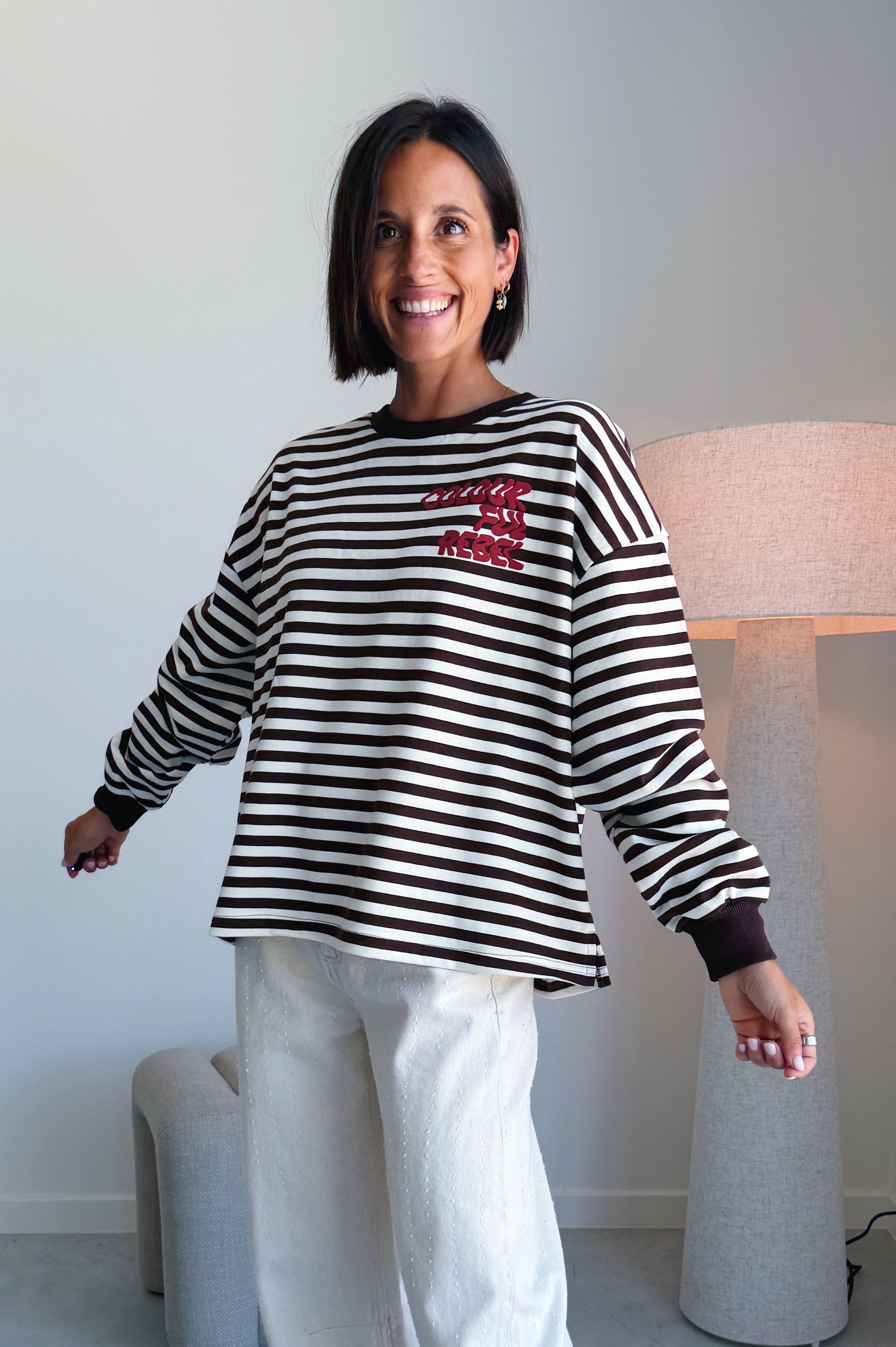 Striped wavy logo longsleeve