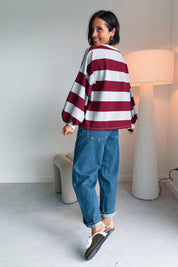 Ashley sweater grijs/bordeaux