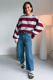 Ashley sweater grijs/bordeaux