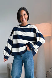 Ashley sweater ecru / navy