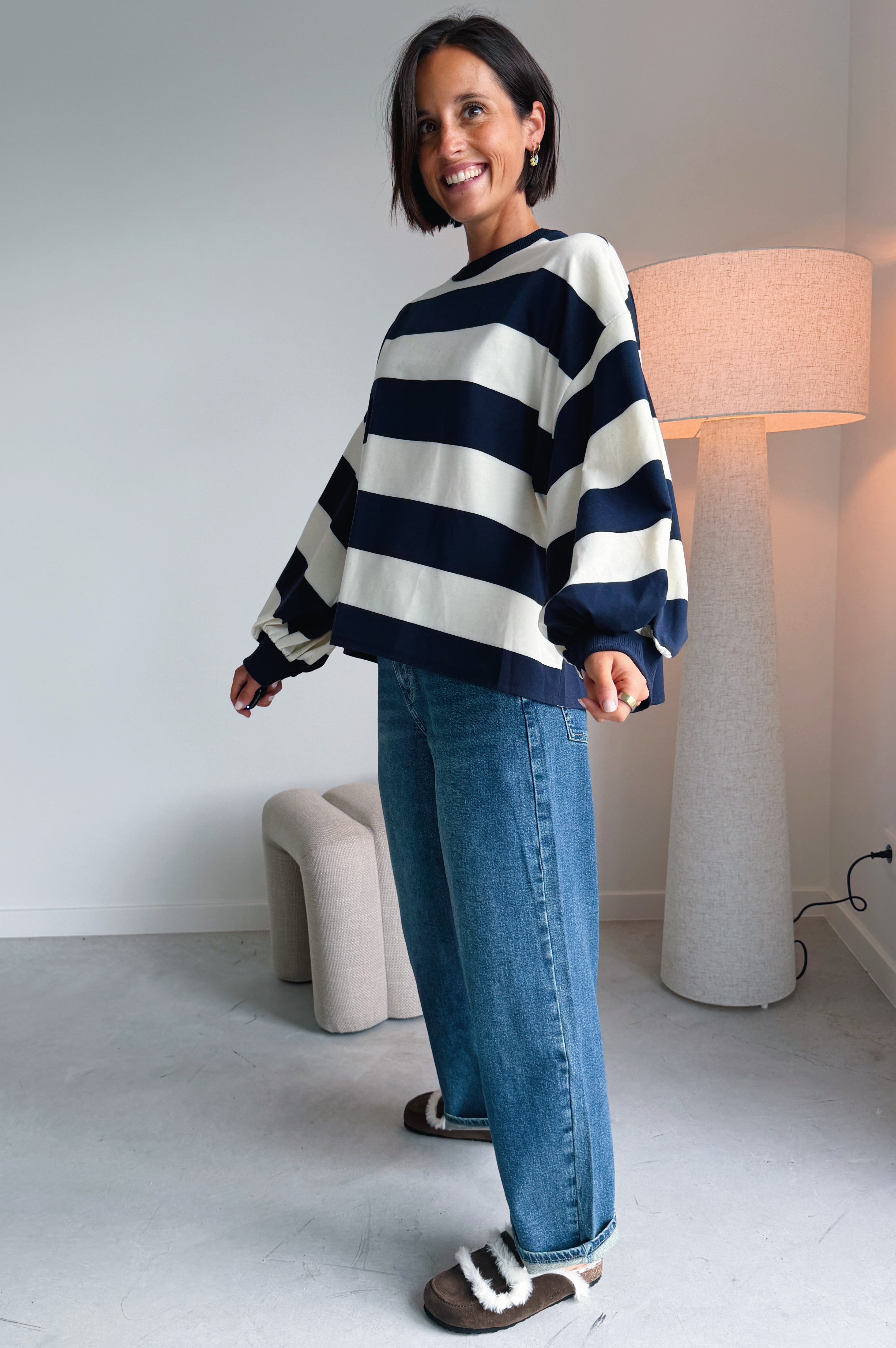 Ashley sweater ecru / navy