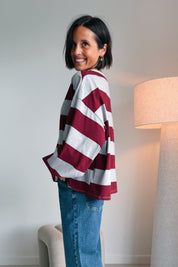 Ashley sweater grijs/bordeaux