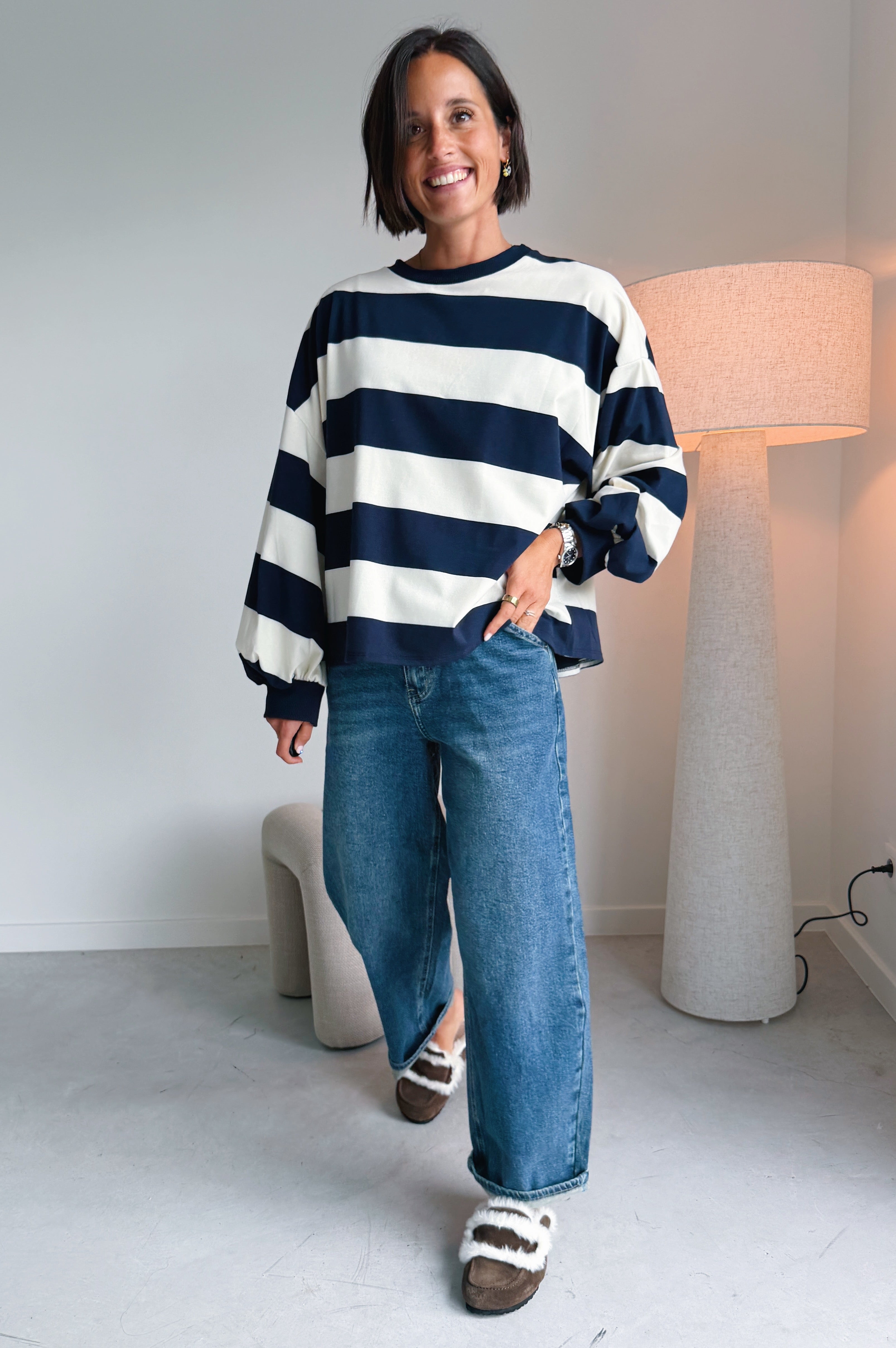 Ashley sweater ecru / navy