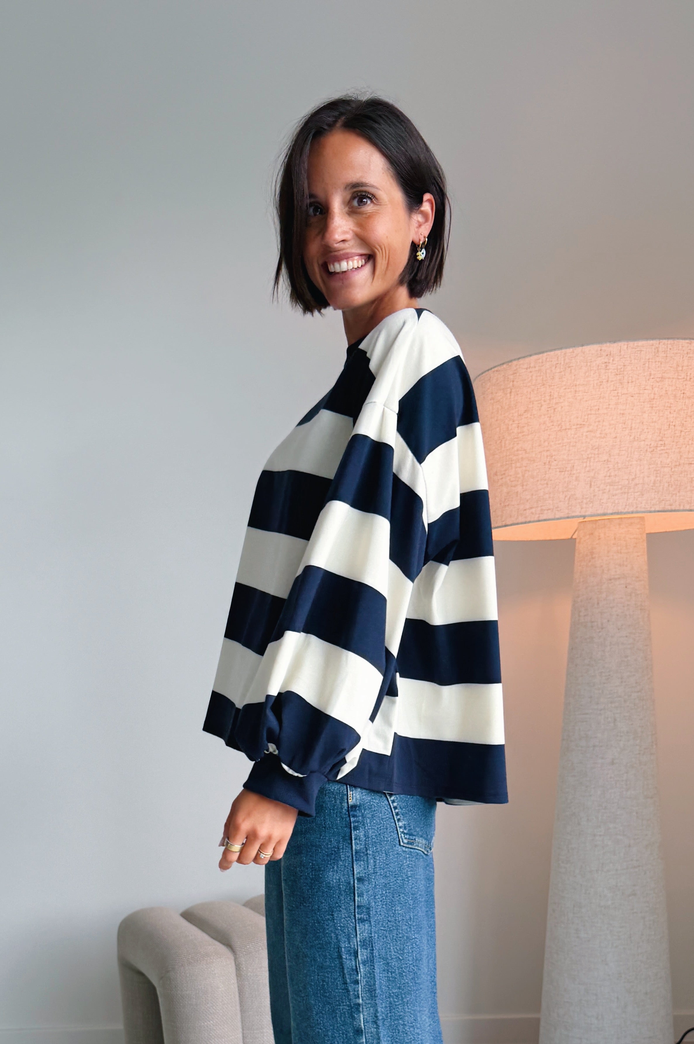 Ashley sweater ecru / navy