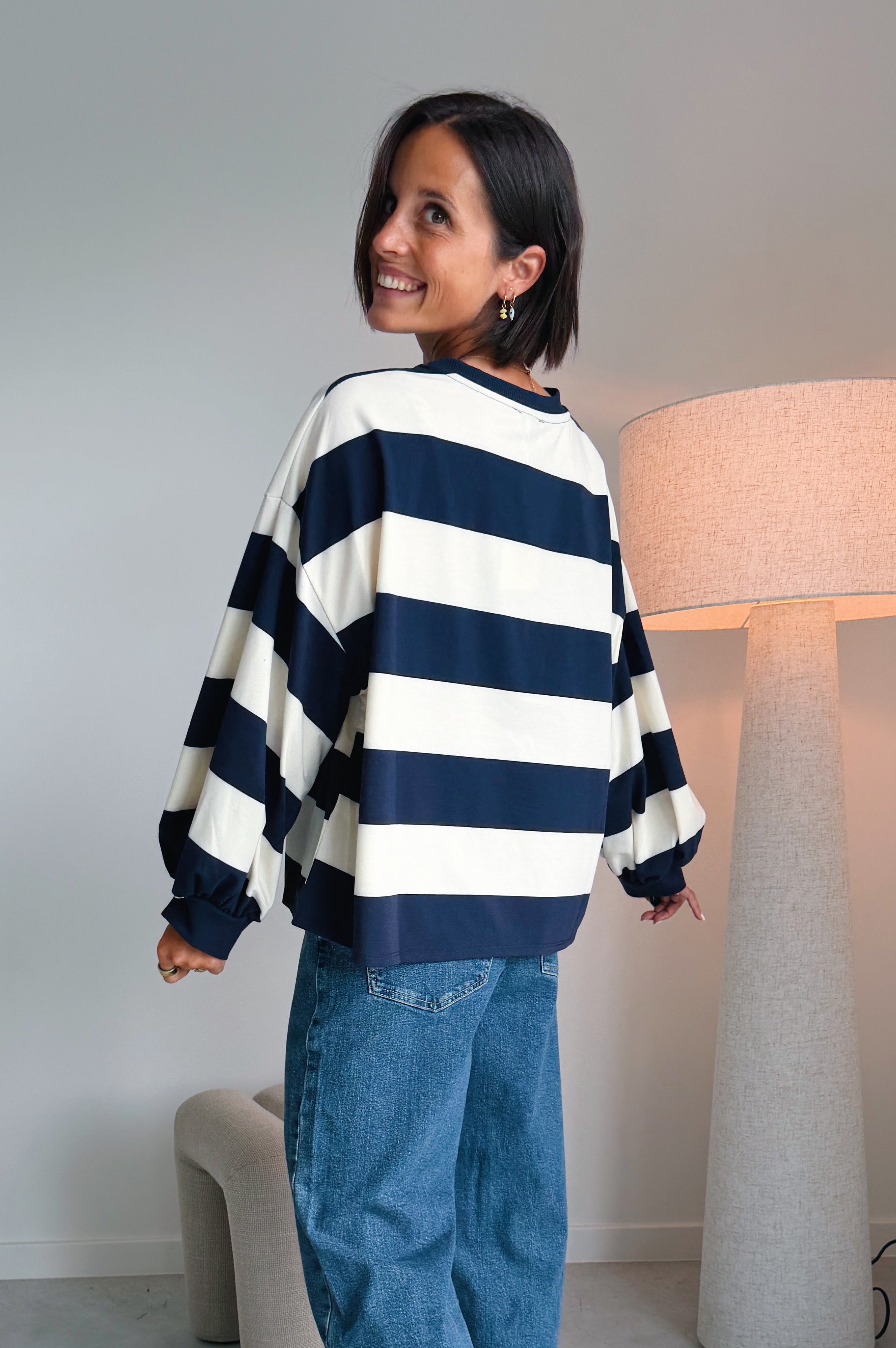 Ashley sweater ecru / navy