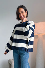 Ashley sweater ecru / navy