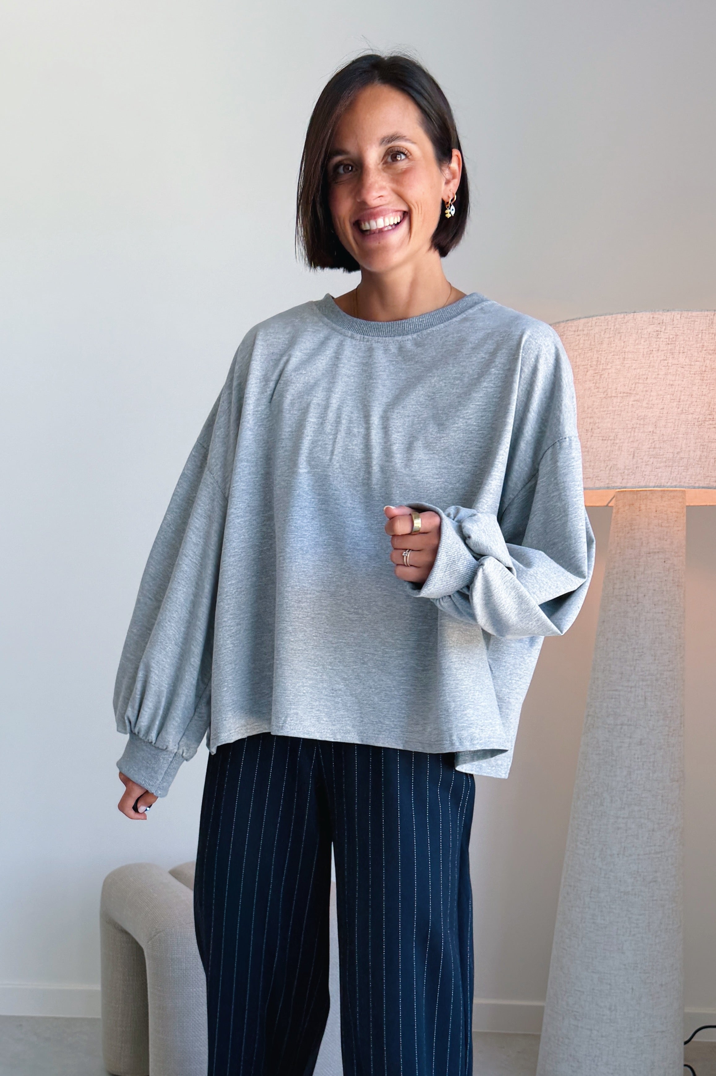Nova batwing top donkergrijs