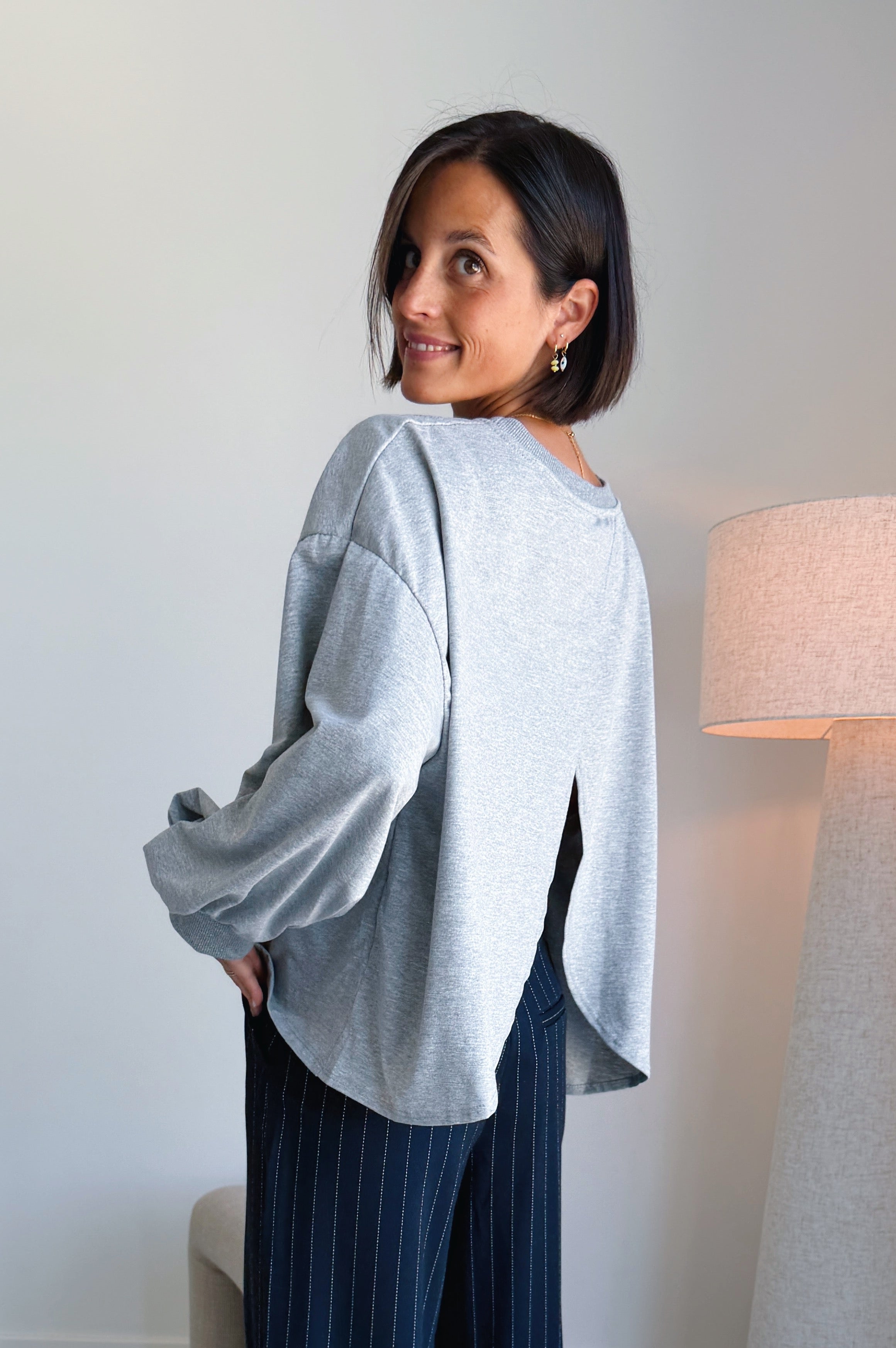 Nova batwing top donkergrijs