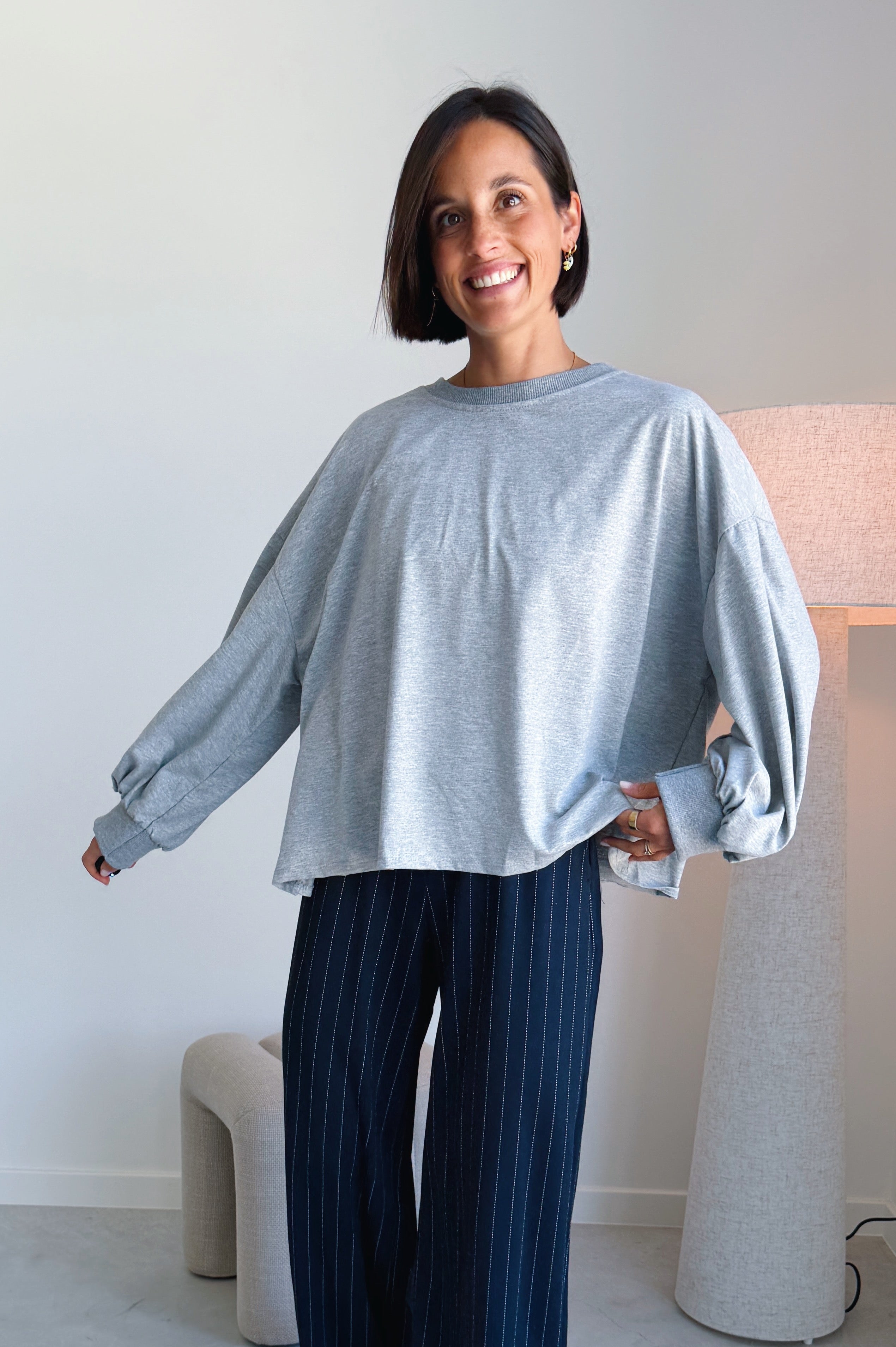 Nova batwing top donkergrijs