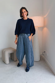 Mona broek washed blauw