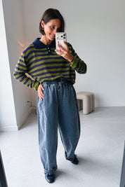 Mona broek washed blauw