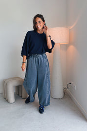 Mona broek washed blauw