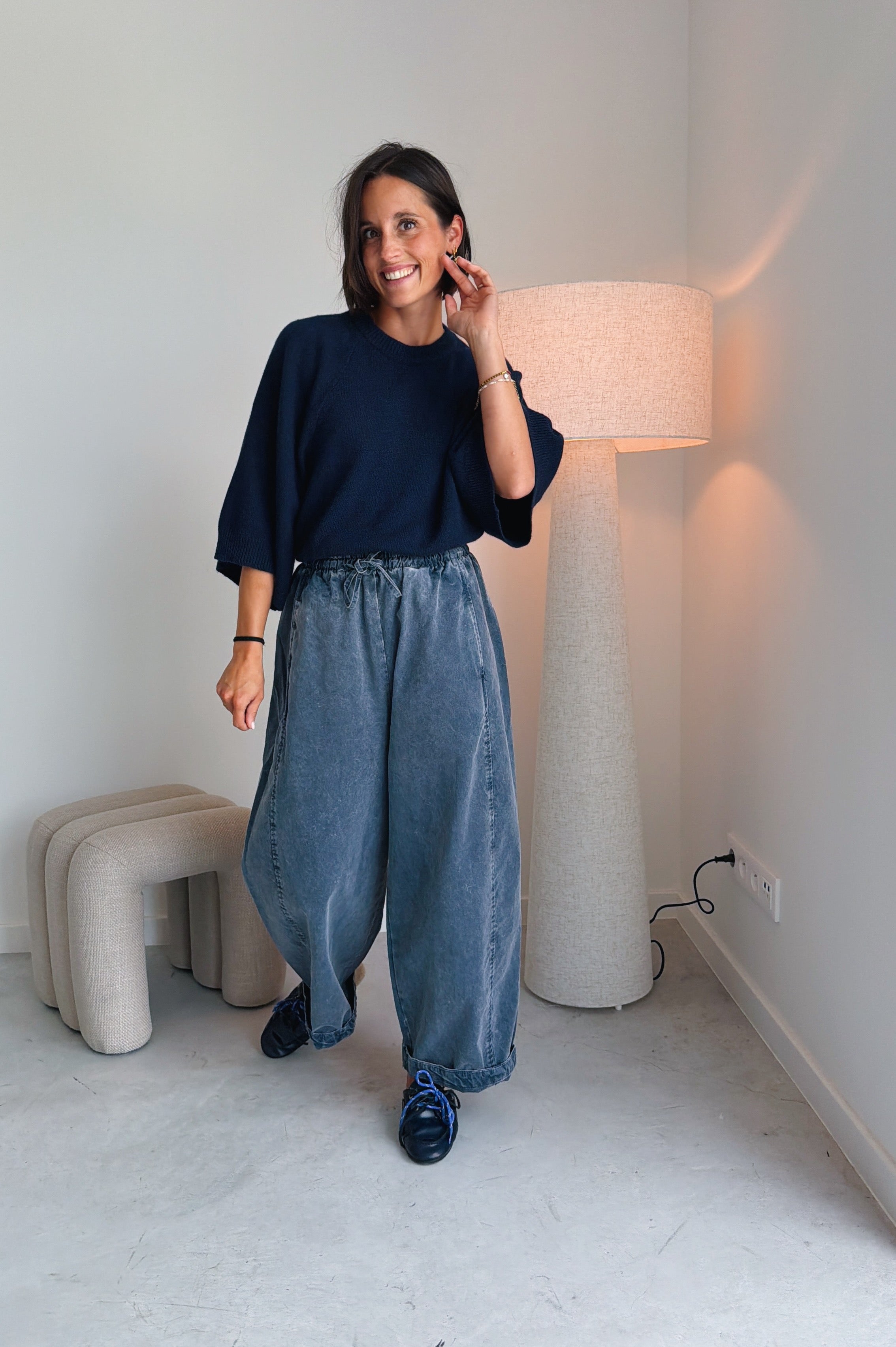 Mona broek washed blauw