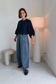 Mona broek washed blauw