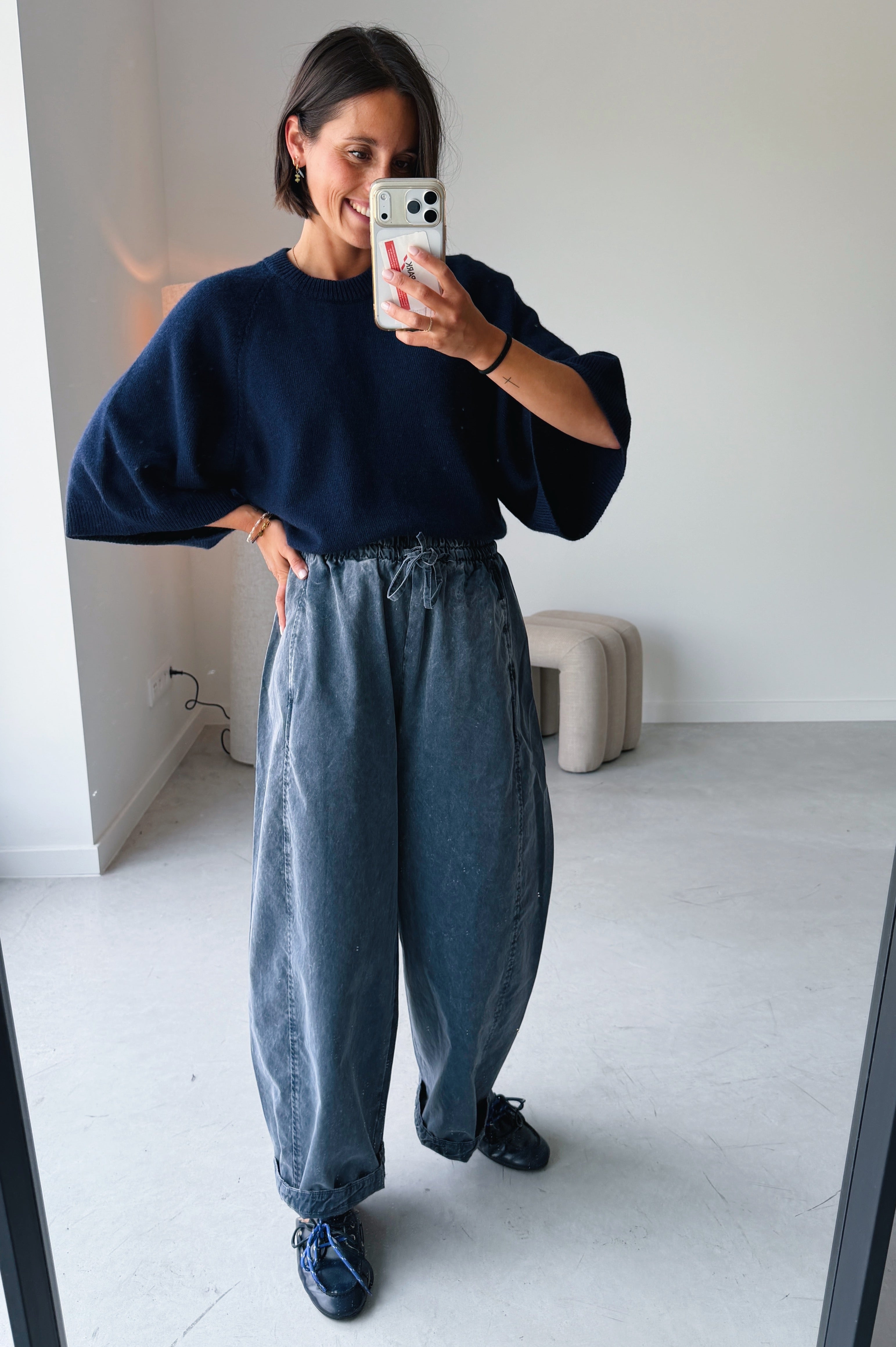 Mona broek washed blauw