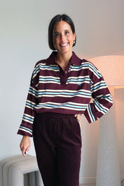 Pollie polo bordeaux blauw