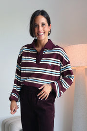 Pollie polo bordeaux blauw