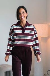 Pollie polo bordeaux blauw