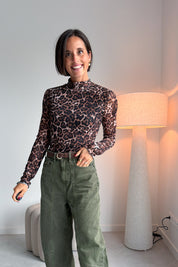 Neyo leopard mesh lichtbruin