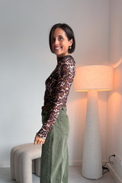 Neyo leopard mesh lichtbruin