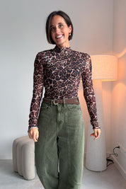 Neyo leopard mesh lichtbruin