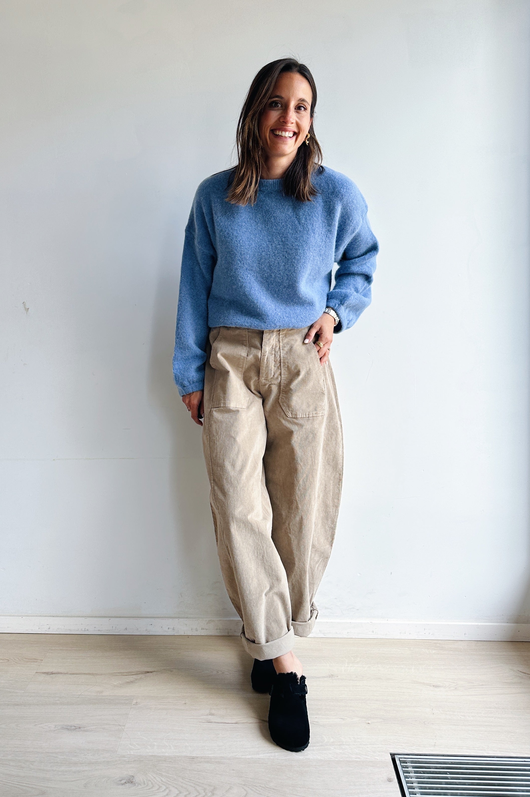 Bo barrel jeans beige corduroy