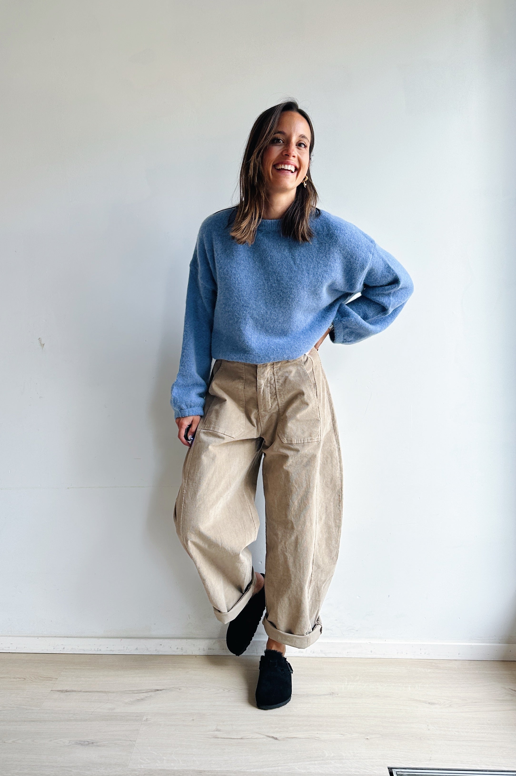 Bo barrel jeans beige corduroy