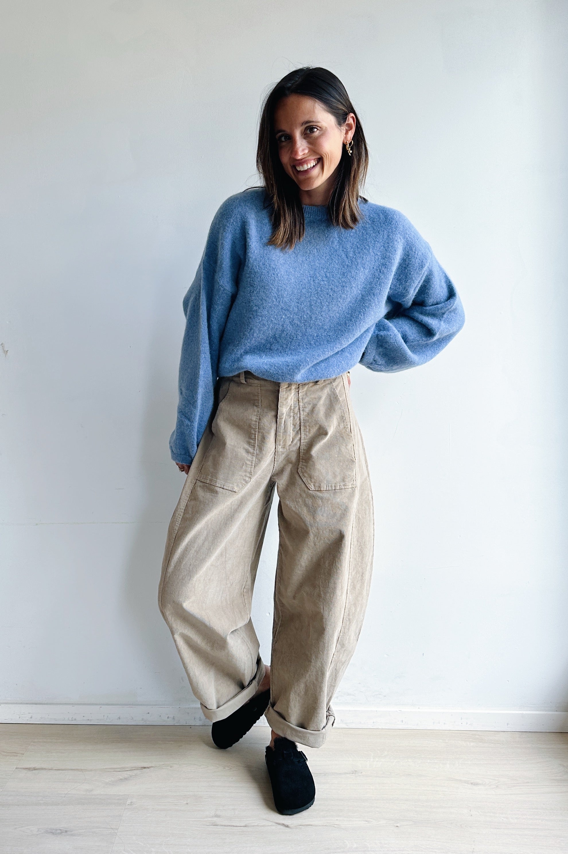 Bo barrel jeans beige corduroy