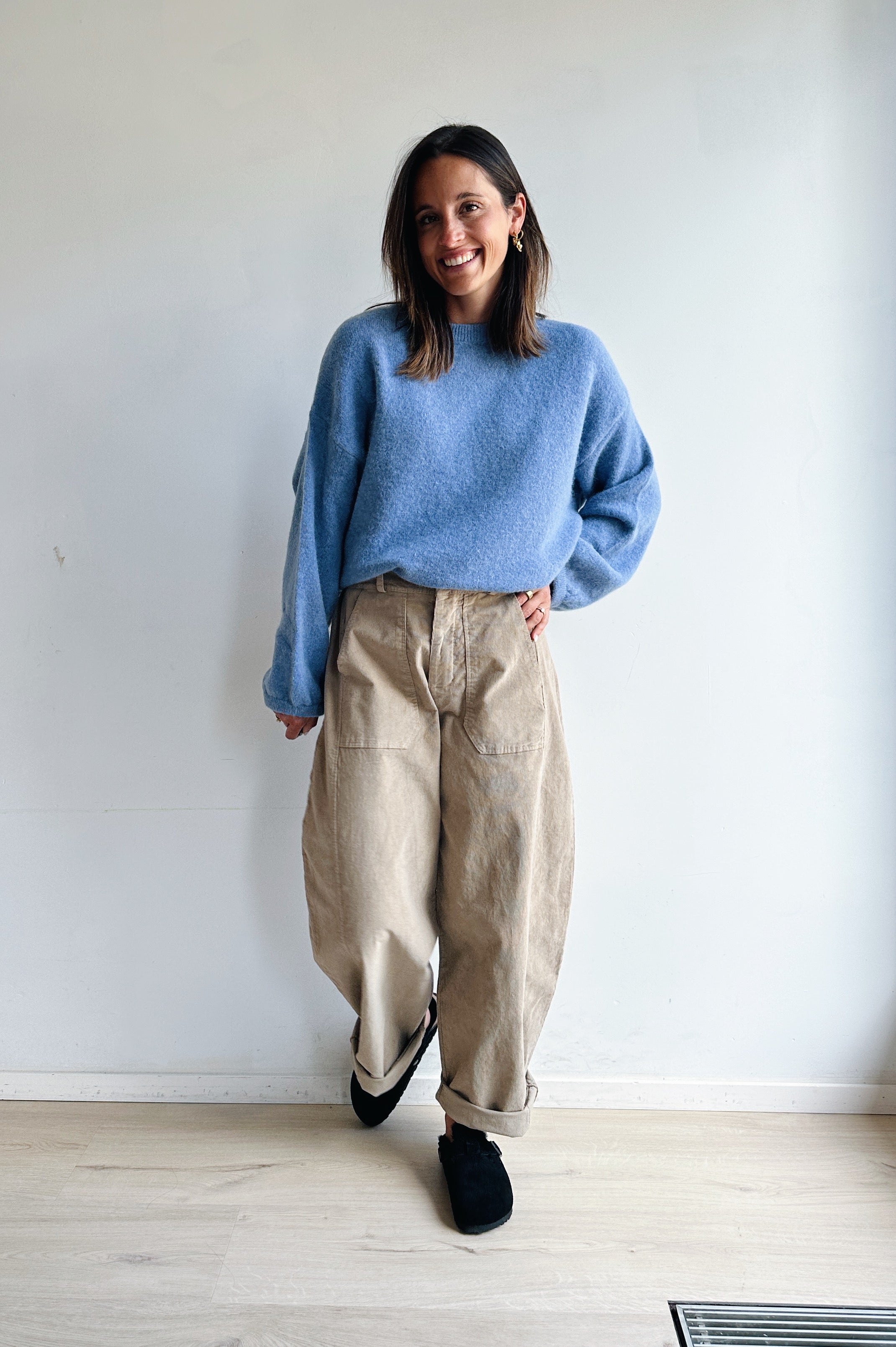 Bo barrel jeans beige corduroy