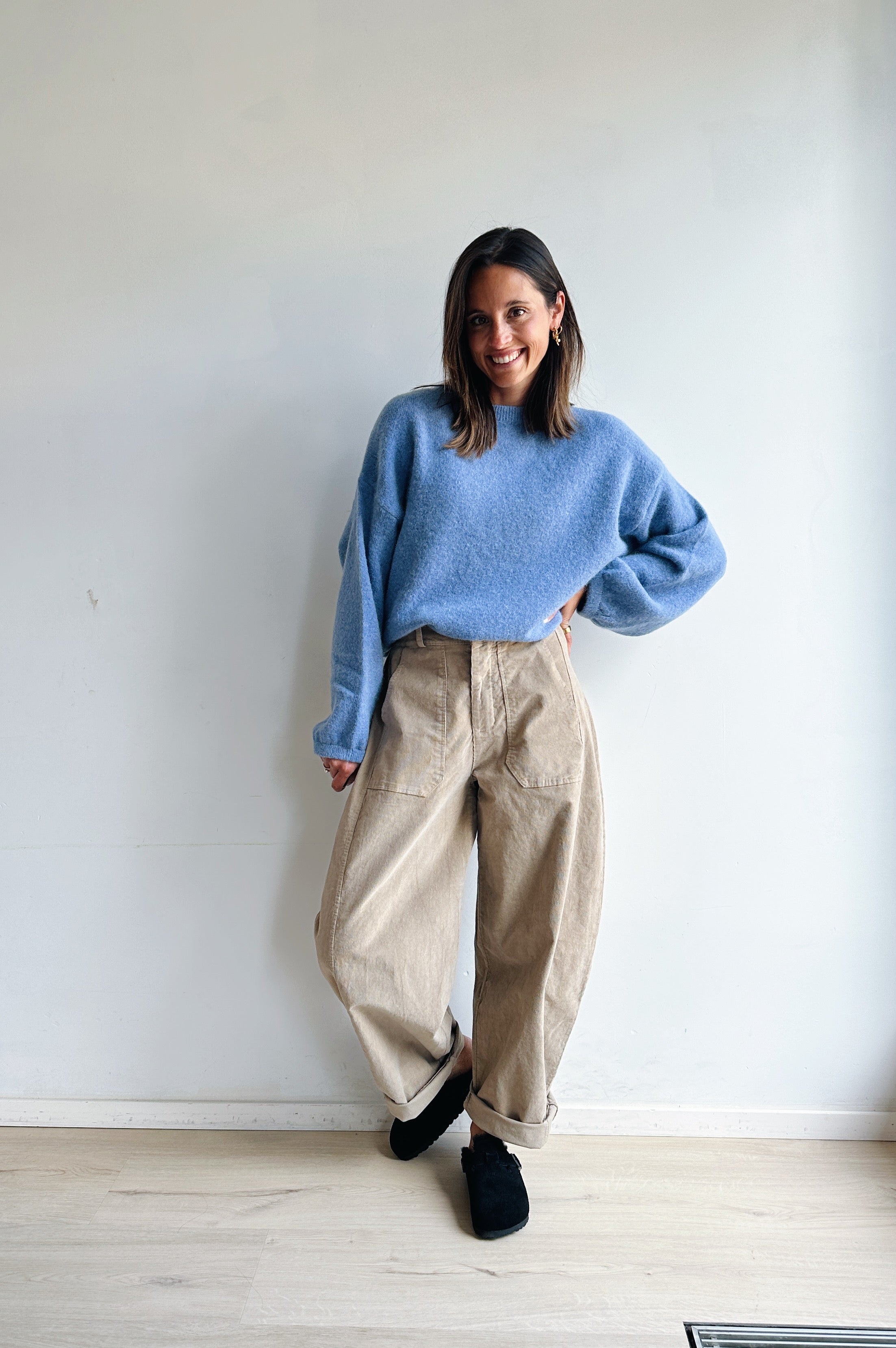 Bo barrel jeans beige corduroy