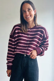 Vicky gilet bordeaux / roze
