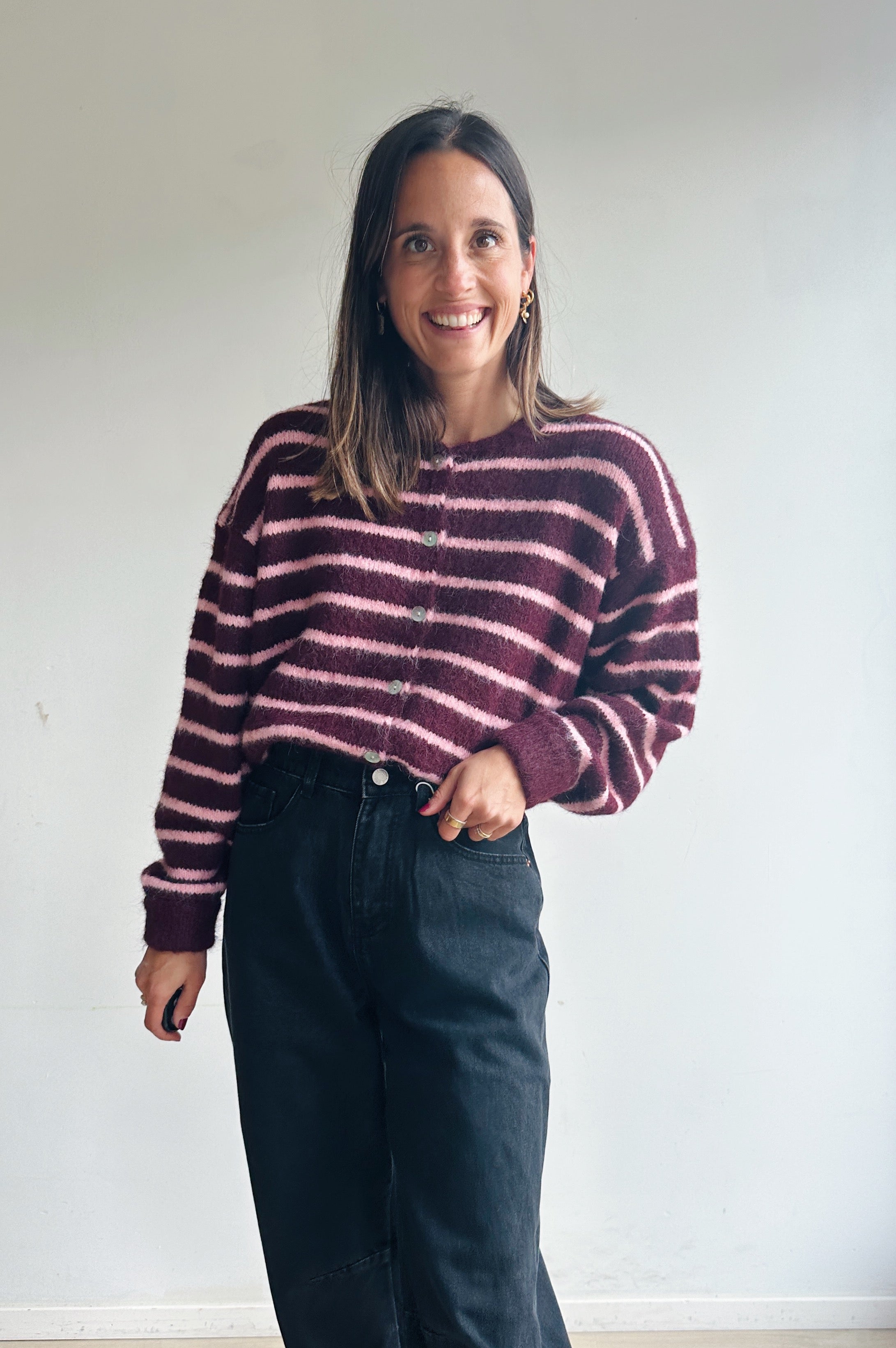 Vicky gilet bordeaux / roze