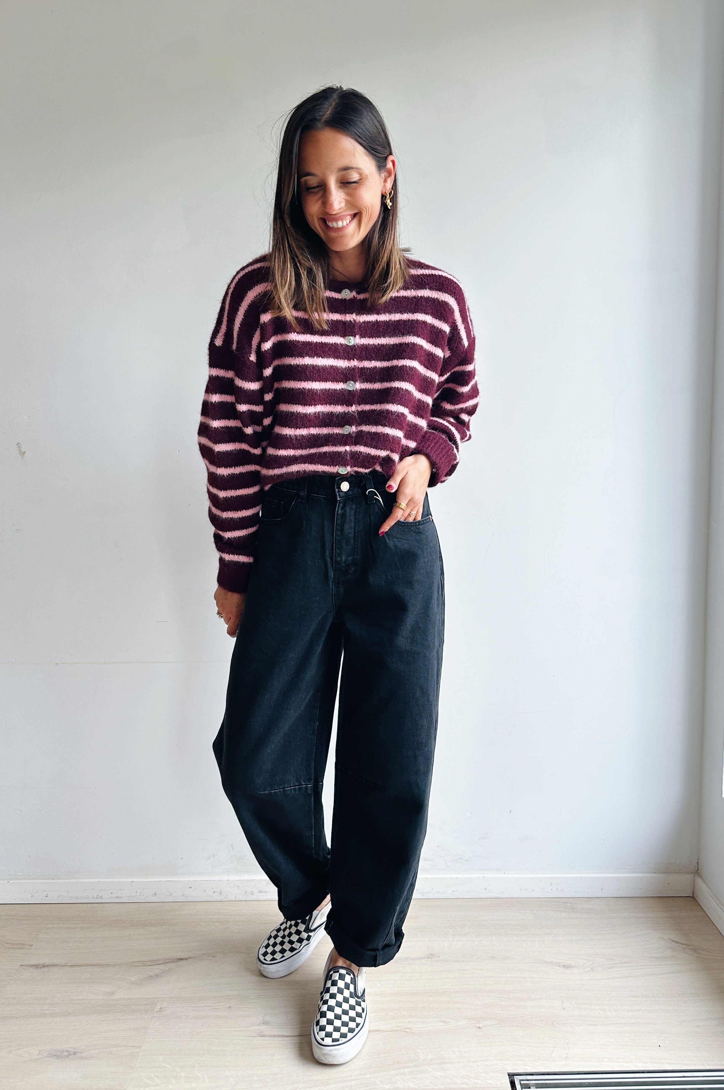 Vicky gilet bordeaux / roze
