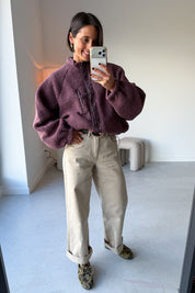 Bloom reversible fleece jas framboos