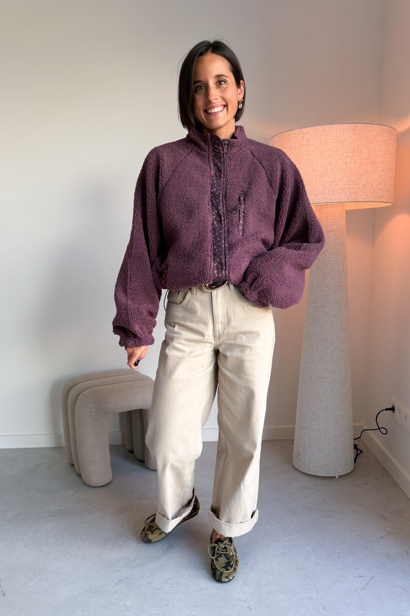Bloom reversible fleece jas framboos