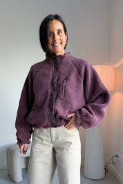 Bloom reversible fleece jas framboos