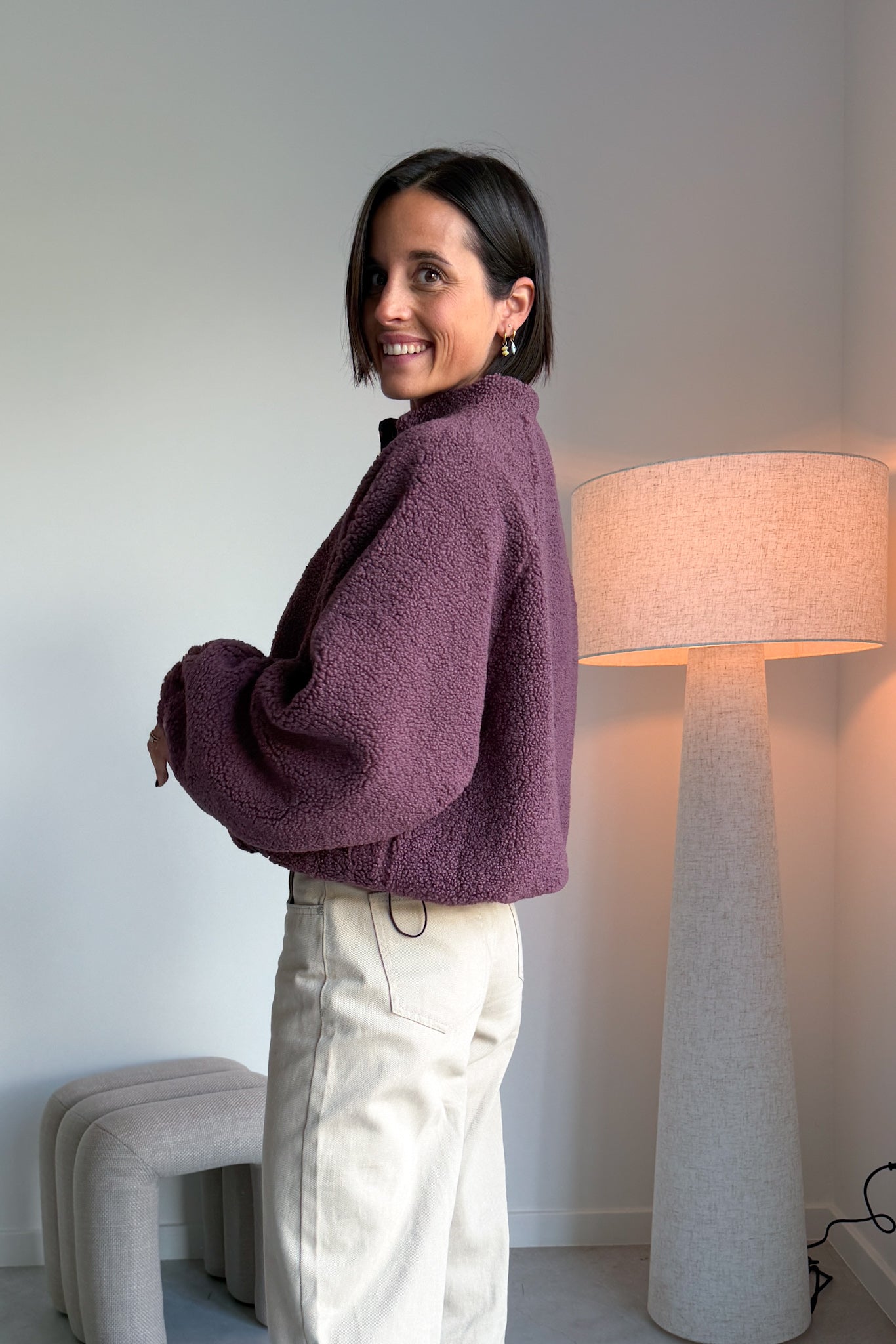Bloom reversible fleece jas framboos