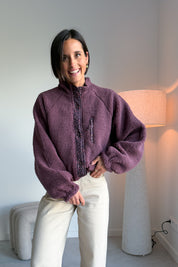 Bloom reversible fleece jas framboos
