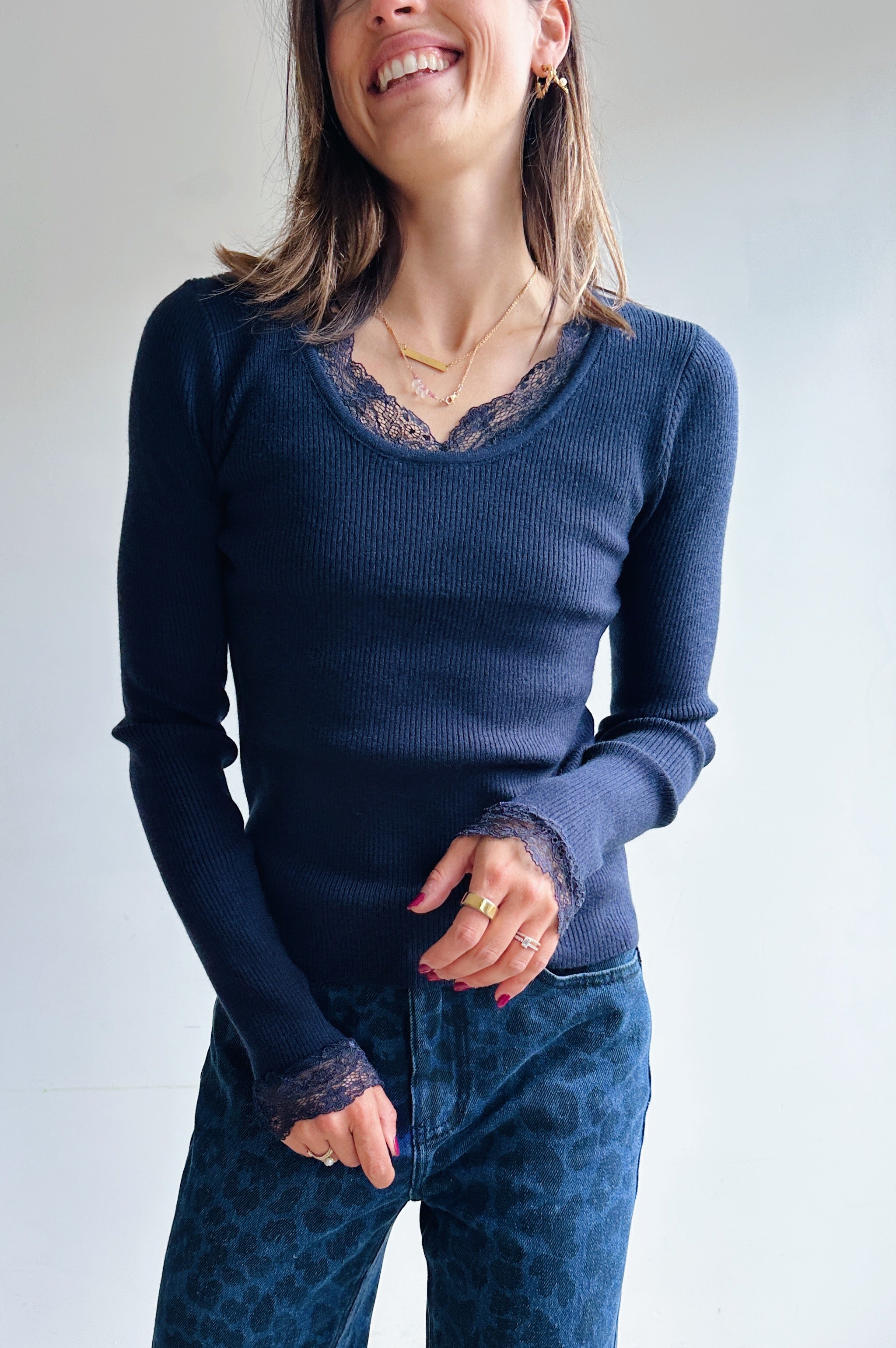 Elise top blauw