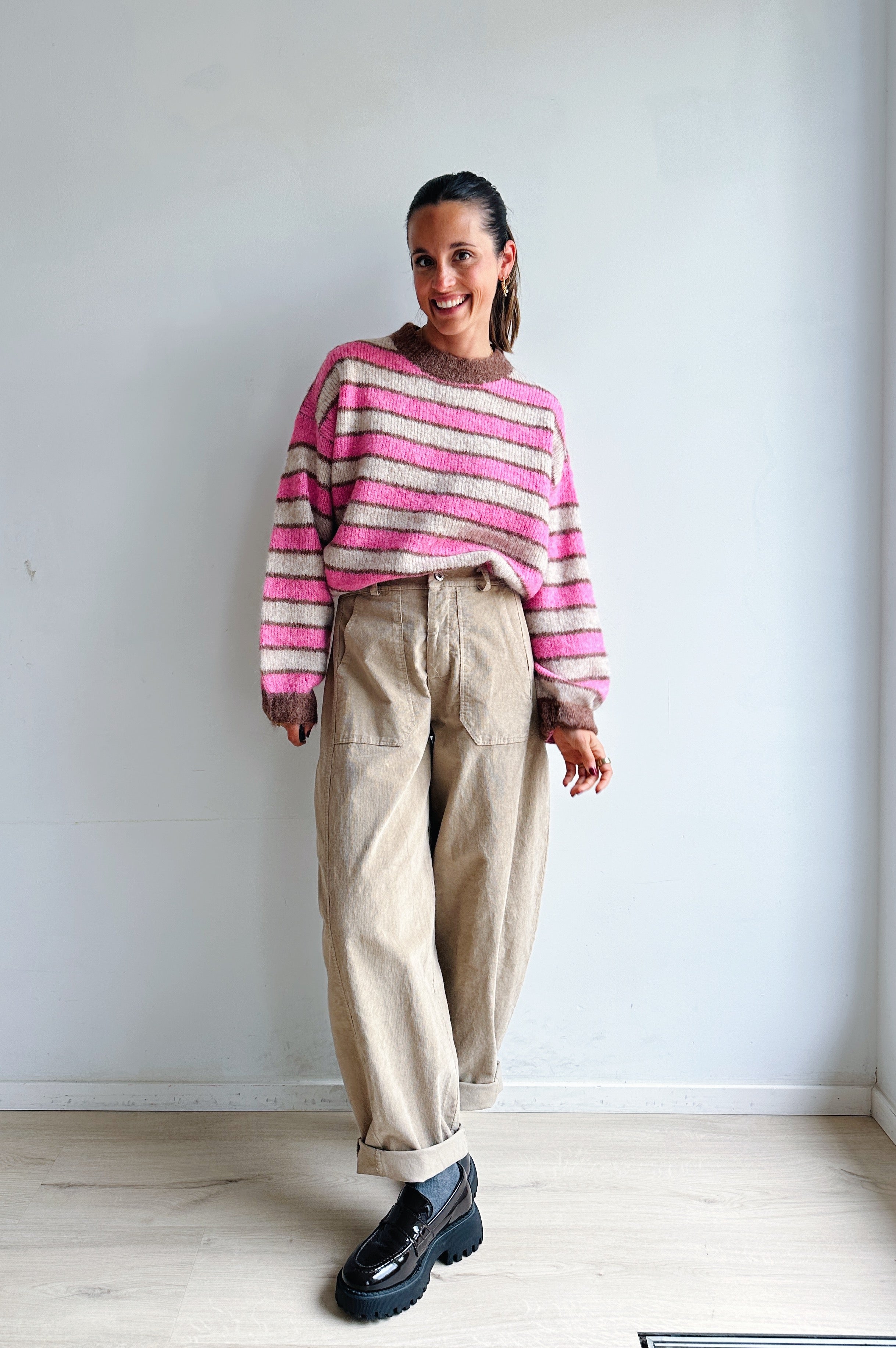 Bo barrel jeans beige corduroy