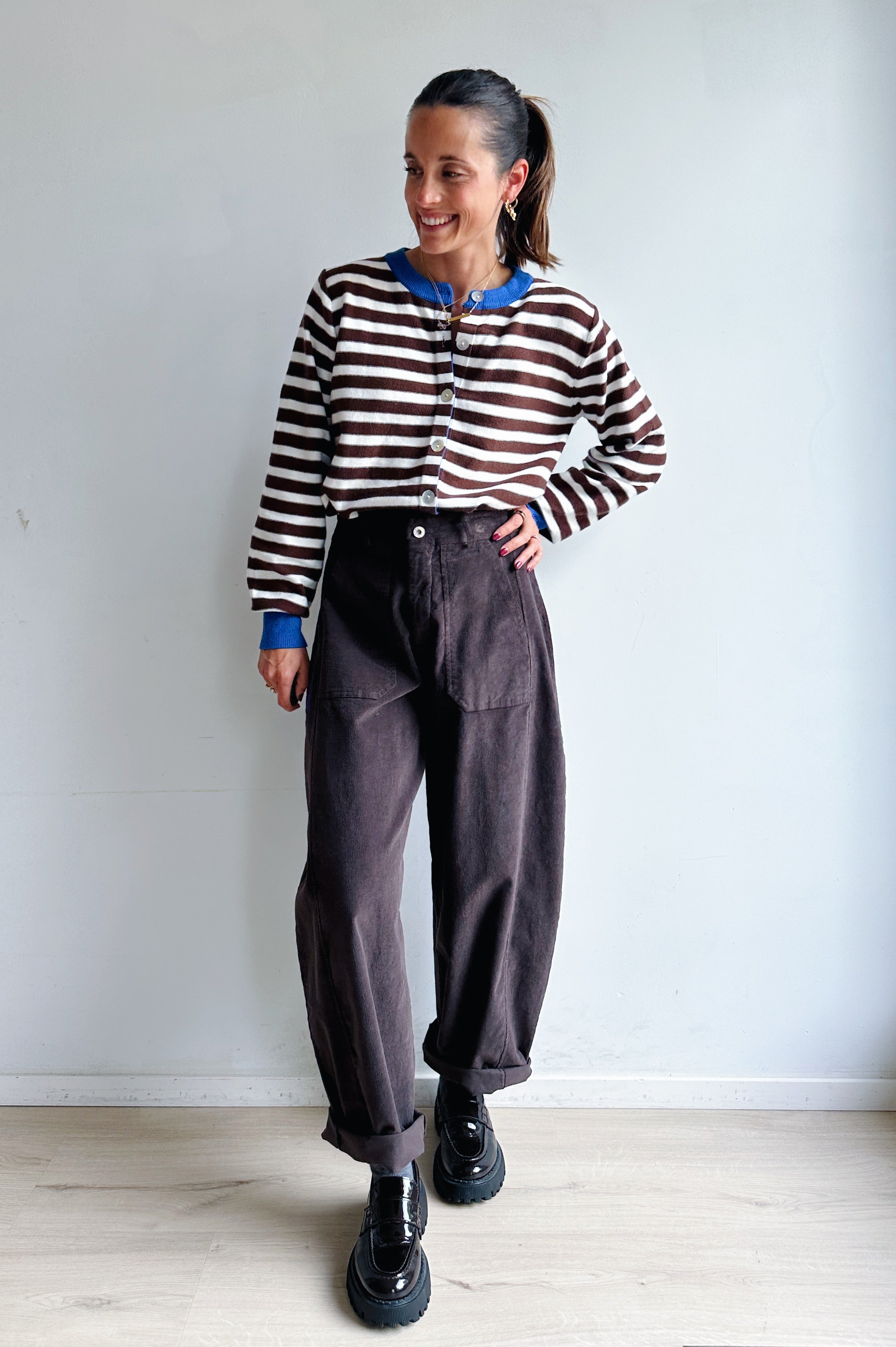 Bo barrel jeans bruin corduroy