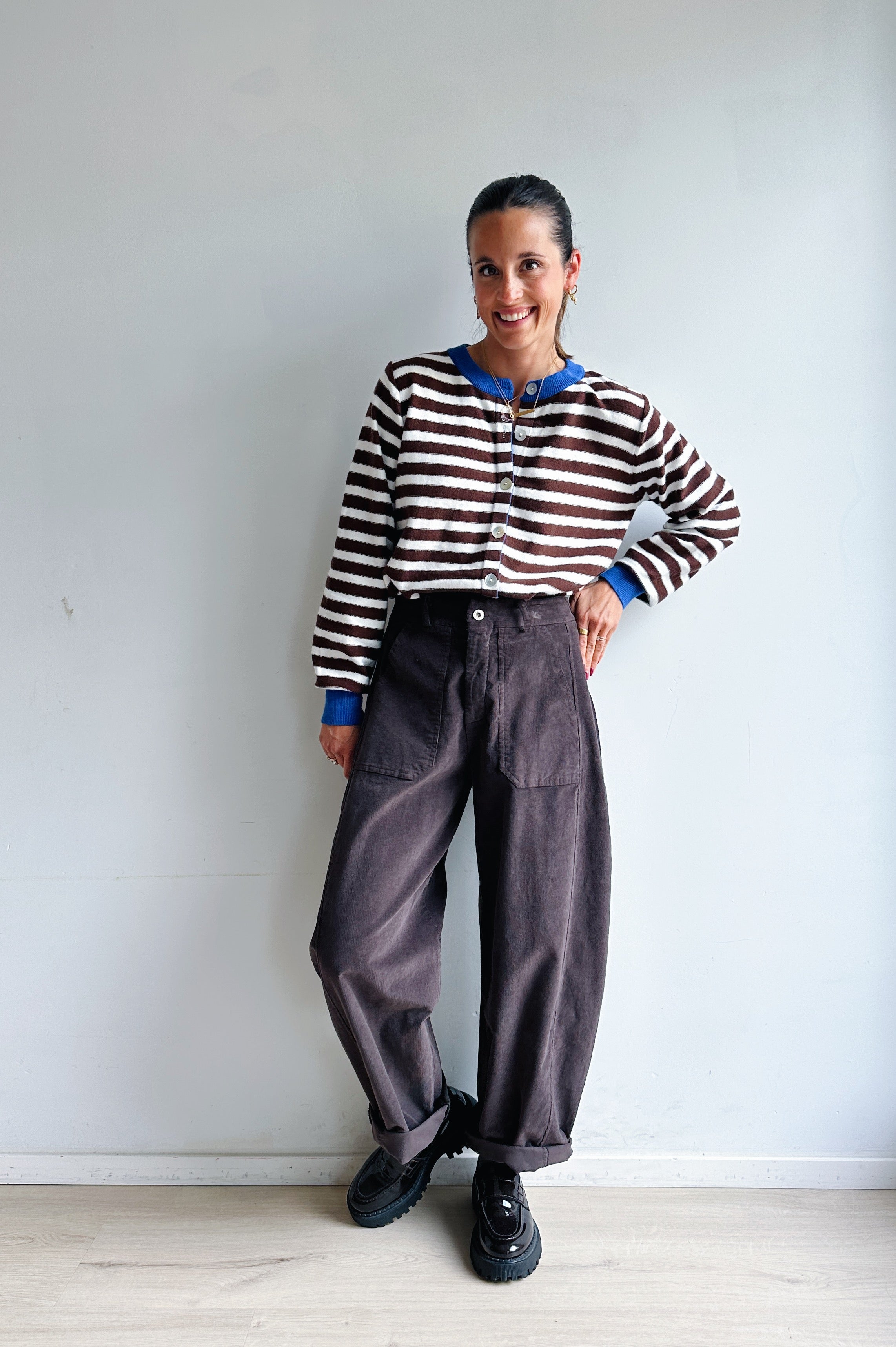 Bo barrel jeans bruin corduroy