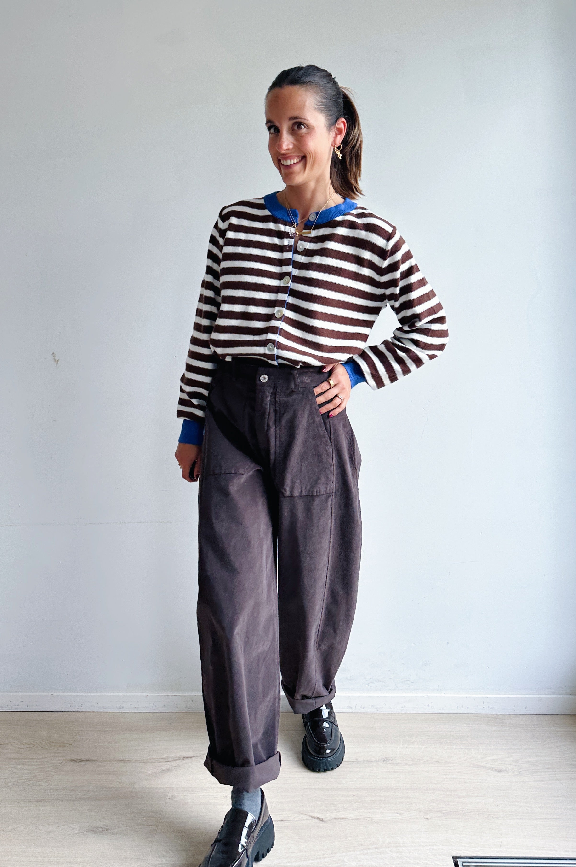 Bo barrel jeans bruin corduroy