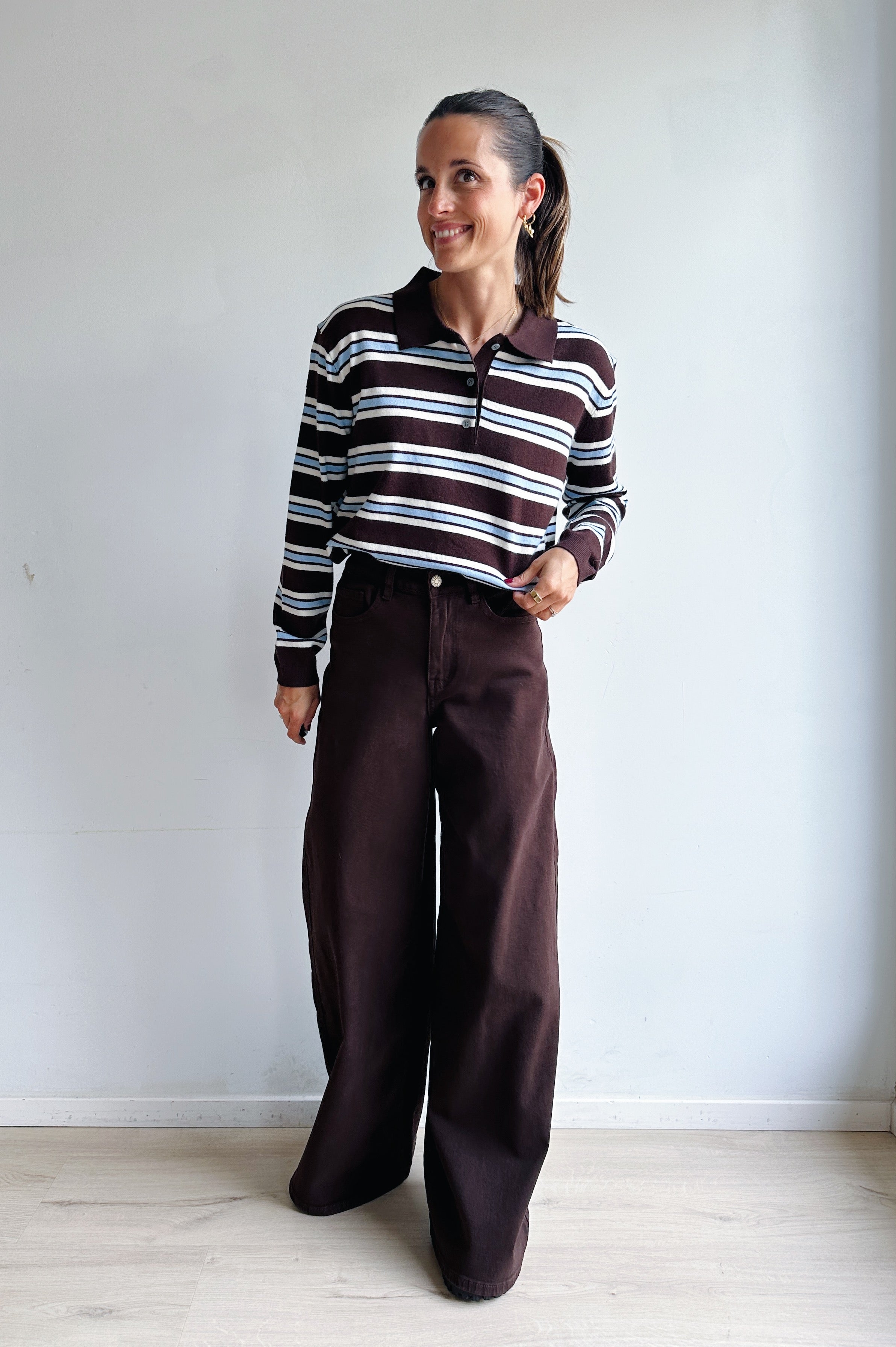 Axelle polo bruin blauw