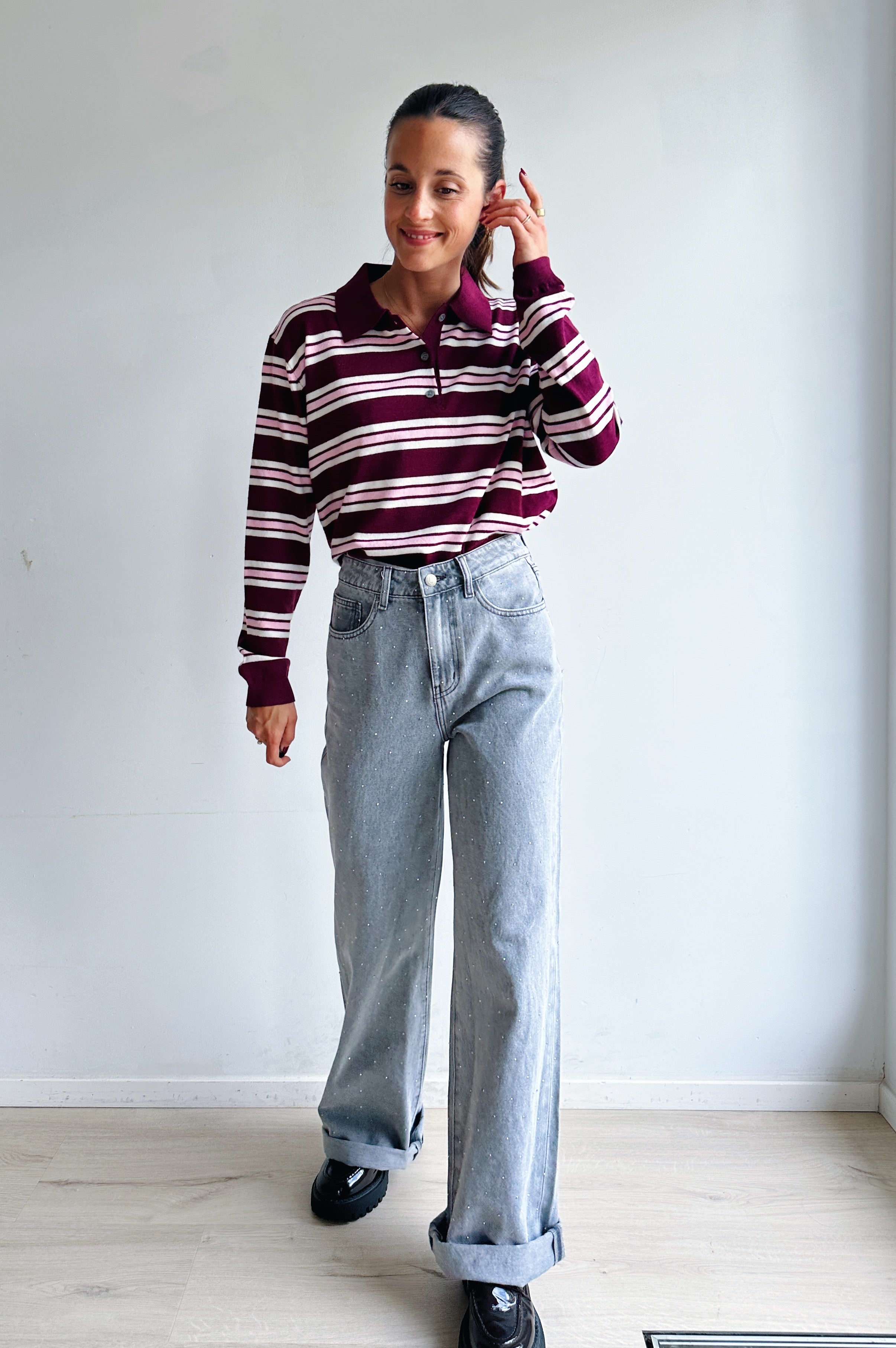 Axelle polo bordeaux roze